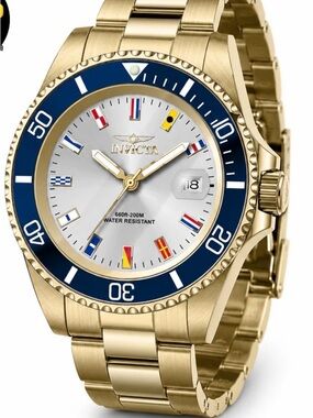 Invicta Pro Diver Men's Watch - 40mm, Gold & Silver (49886) new